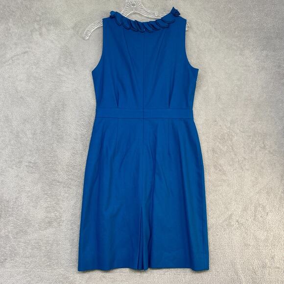 J Crew Dress Womens 8 Blue Suiting Fit Flare Sleeveless Office Ruffle Wool - Picture 5 of 8